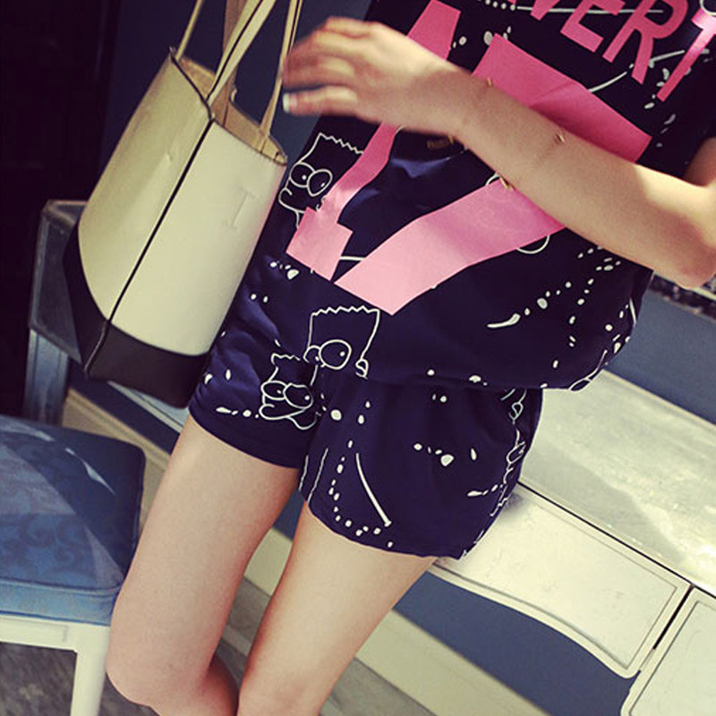 2017新款夏季宽松大码韩版两件套短袖短裤学生休闲时尚运动套装女