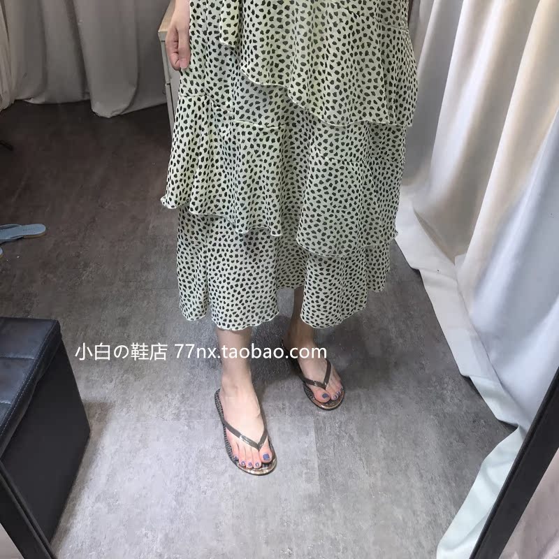 Dép xỏ ngón mùa hè dép lười bên ngoài mang giày đế bằng đi biển thời trang phải có giày da báo hoang dã - Dép giày quai hậu nữ