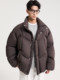 Black Select Ming Puff Goose Down Down Jacket 25 Winter New Geometric Quilted 90 Down Warm Stand Collar Short Jacket