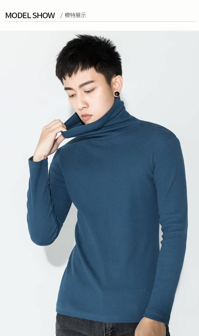 Màu đen lựa chọn mùa thu mới cổ áo len cao cổ nam phiên bản Hàn Quốc của áo thun nam tự tu áo len nam cổ lọ
