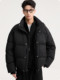 Black Zeming Men's Twill Stand Collar Down Jacket 2025 Winter New Short Profile Windproof Warm Short Jacket