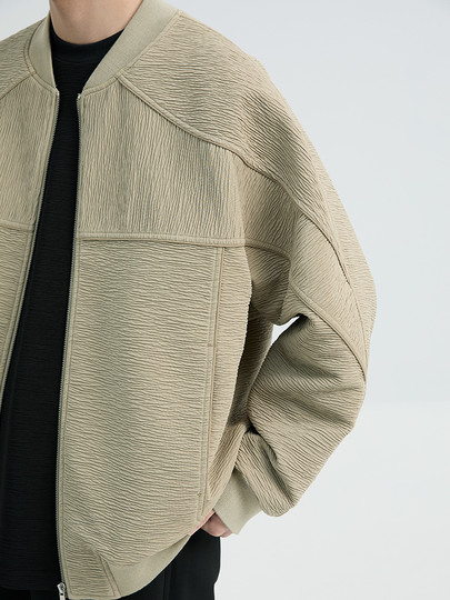 Black Ze Ming Baseball Collar Short Jacket Men's 25 Spring and Autumn Korean Texture Design Casual Versatile Loose Jacket