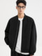 Black Zeming Men's Bark Wrinkle Textured Baseball Collar Jacket 2025 Autumn New Korean Style Commuting Loose Jacket
