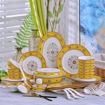 Dishes set household plate tableware set Bowl dishes ten bowls ten bowl combination high-grade ceramic creative eating bowl