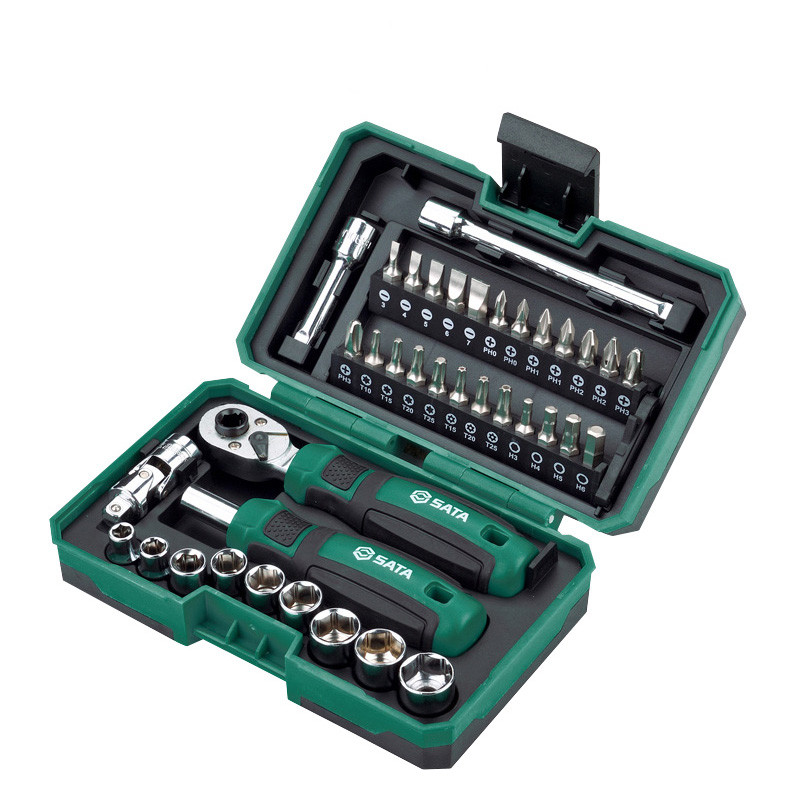 Shida 05498 Hardware tools large torque 1 4-inch socket wrench screwdriver screwdriver 38-piece mini ratchet wrench set