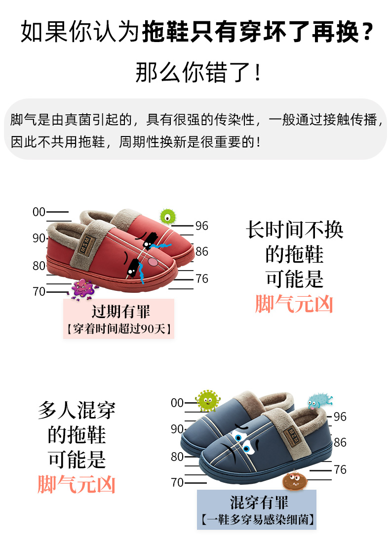 萱宜阁 男女款 皮面包跟棉拖鞋 图4