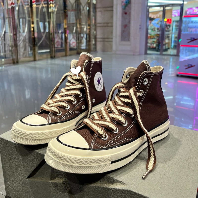 Suitable for Converse 1970S Canvas Shoes, Chocolate Brown, Dark Brown, Wheat Spike Shoelaces, 1.5cm Wide Pure Cotton Shoelaces