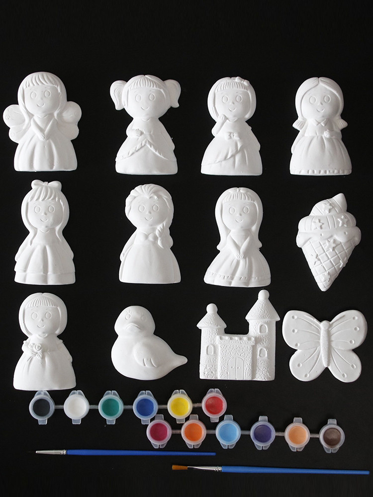 Children coloring toys Plaster doll graffiti Parent-child painting Kindergarten puzzle handmade white mold coloring ceramic painting