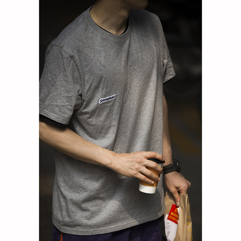 shounenn studio day department round collar short sleeve T-shirt male pure cotton minimalist easy sport casual hitting bottom blouse