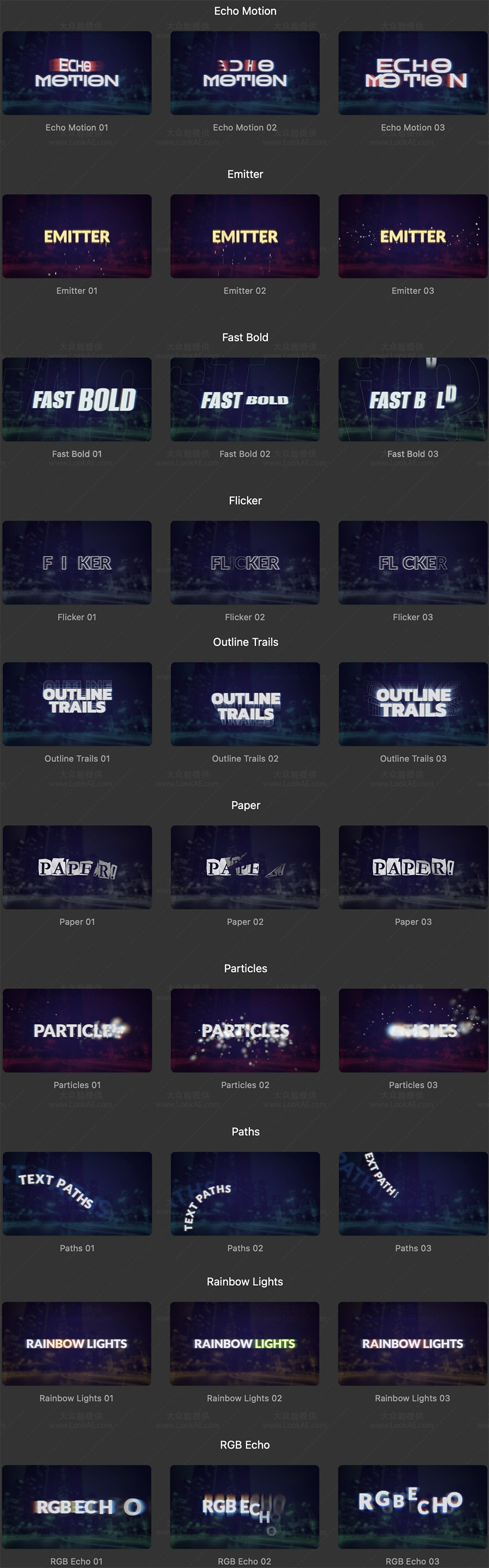 FCPX插件-30个现代超大文字标题视觉特效动画预设-LookAE.com FCPX插件-30个现代超大文字标题视觉特效动画预设
