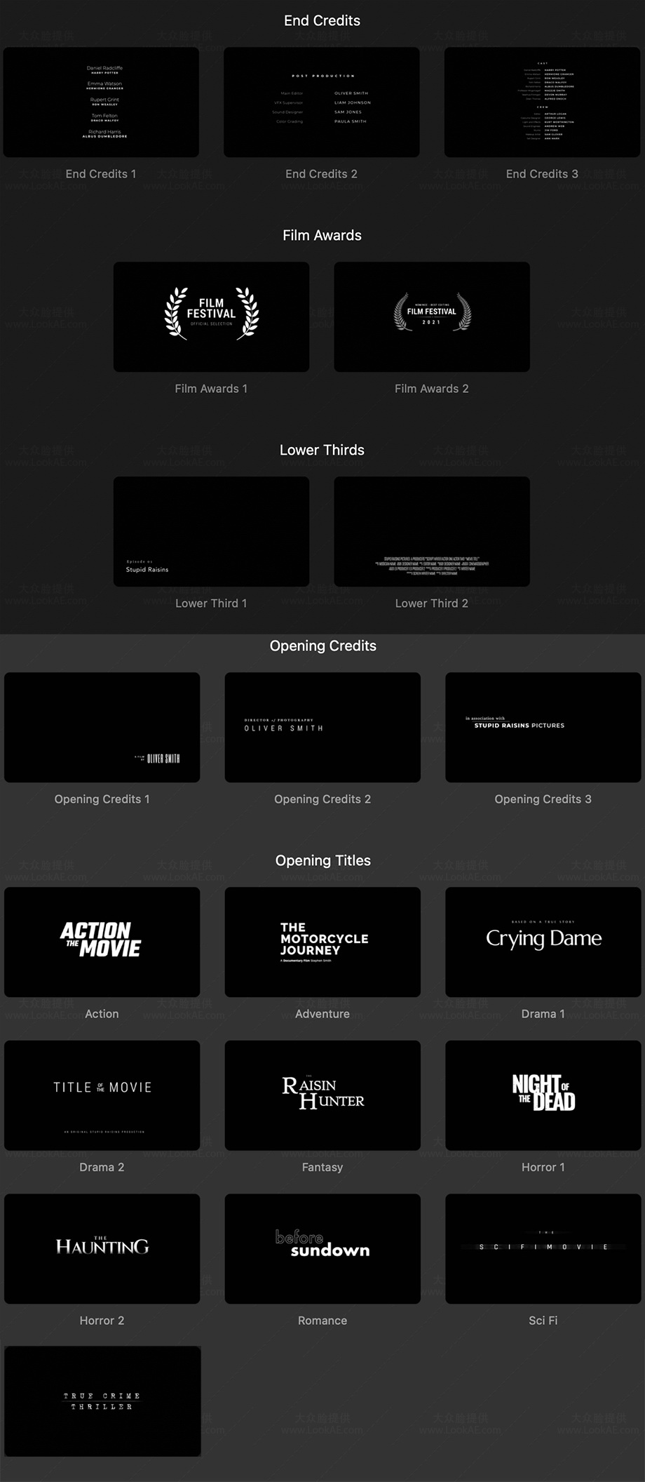 FCPX插件-20个电影开场片头片尾文字标题动画预设-LookAE.com FCPX插件-20个电影开场片头片尾文字标题动画预设