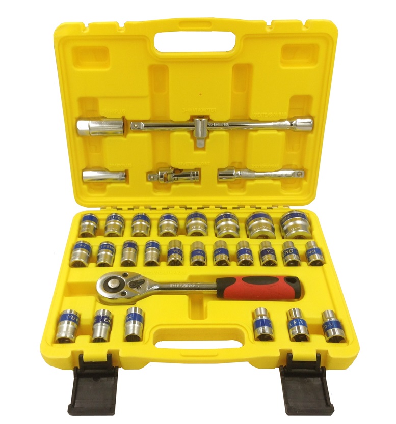 Auto repair tool set Socket wrench repair ratchet wrench 32-piece set Auto repair toolbox Auto repair vehicle