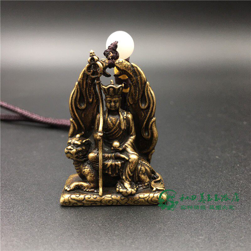 Retro bronze ground Tibetan king Bodhisattva Buddha medal pendant solid brass sit and listen to Buddha statue antique micro-sculpted bronze bronze Buddha-Taobao