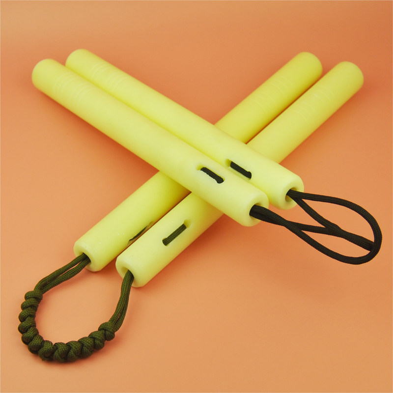 Double-section stick children adult beginner practice performance real fight into water, i.e. solid nylon umbrella rope two-section double-cut stick