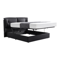 Chivas leather bed Italian light luxury double bed master bedroom high-end atmospheric storage soft package large black cow bed C623