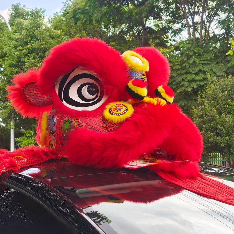 Wedding Car Decoration No. 3 Large Lion Head Lion Dance Team Australian Wool Lion Wedding Decoration Festive Lion Head Big Lion