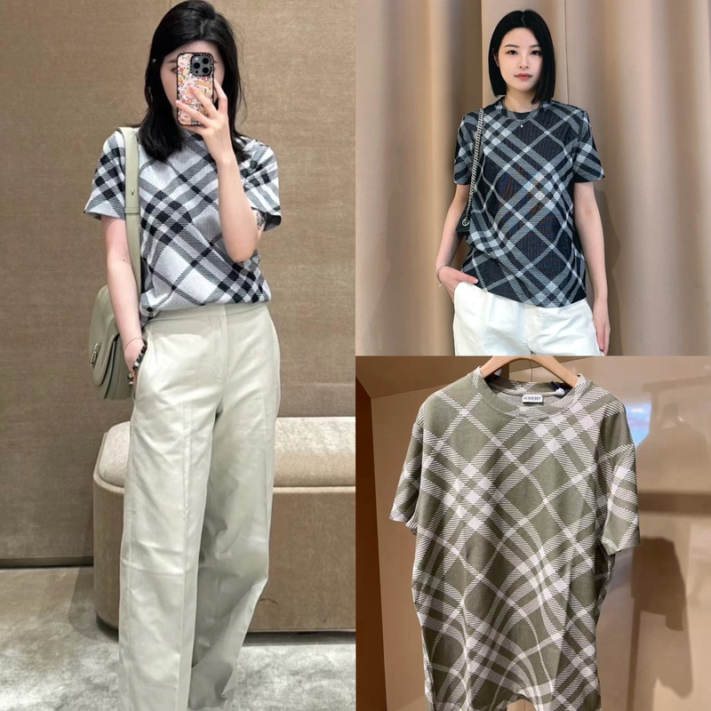 Burberry Plaid Round Neck Short-Sleeved Burberry Unisex T-Shirt Black 80880581 Burberry Plaid Round Neck Short-Sleeved Burberry Unisex T-Shirt Black 80880581