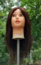 Hairdressing head mold 18 inches full real hair apprentice barber doll head real hair can be curled permed dyed and blow styled