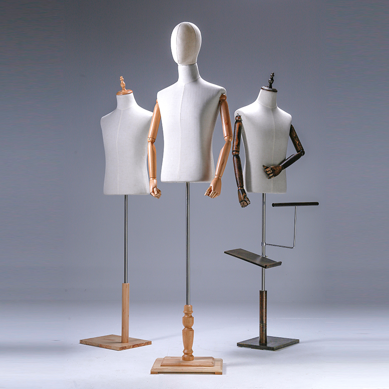 Male Model Props Half Body Men's Clothing Shop Windows All Body Fake People Solid Wood Gown Suits Model Show Shelf