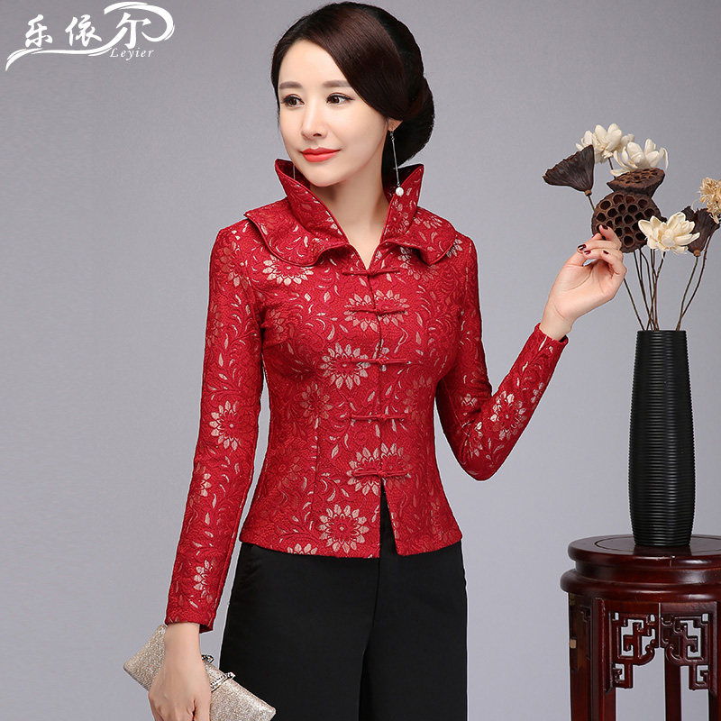 Modified gush lace qipao blouse blouse shorts thickened Tang fit suit Heather lady Dress Wedding Dresses Big Size