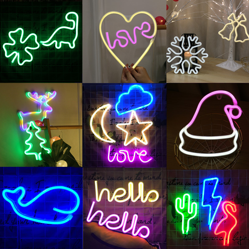 Led Neon Lights Small Dormitory Room Ins Network Red Stars Bedroom Light Emitting Decorated Love Letter