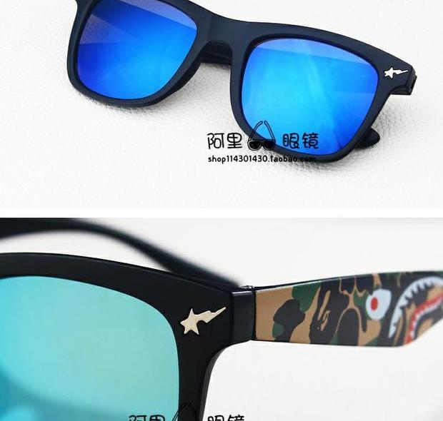 Xin Li Chen ngọt ngào với thẻ thủy triều 猿 đầu kính râm cá mập hộp ngụy trang kính râm phản chiếu đầy màu sắc nam và nữ kính râm kính chống ánh sáng xanh