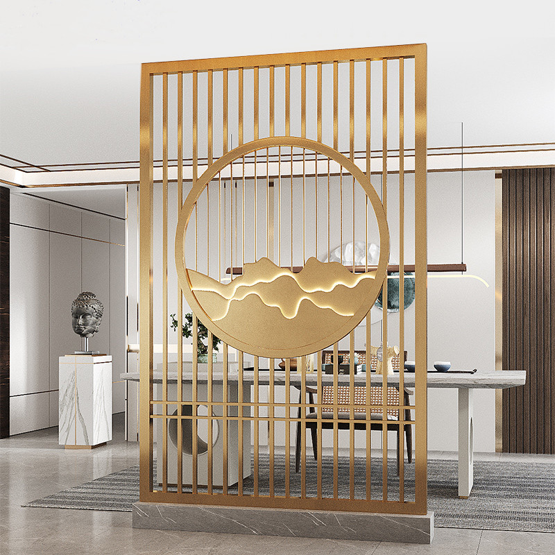 Iron Art Living Room Metal Glass Partition Hyun Guan Entrance Door Light Lavish Stainless Steel Screen Grille Home minimalist decoration-Taobao