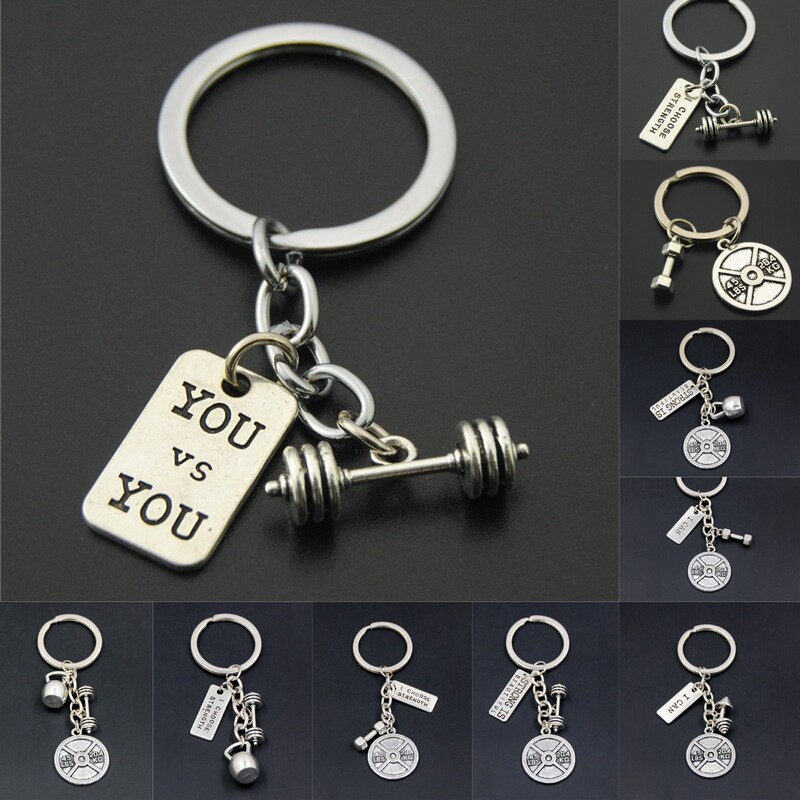 Mini Sports Equipment Keychain Dumbbell Weightlifting Personalized Key Pendant Decoration