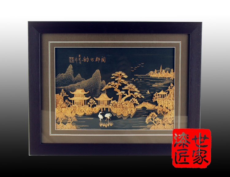 Fujian Fuzhou characteristic three treasures Mindu ancient rhyme plane cork painting and carving pendant abroad housewarming business celebration gift