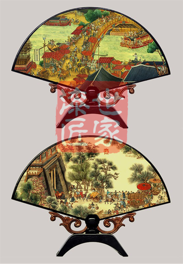 Foreign Affairs Business Companion Gift Traditional Featured Crafts Gift Fuzhou lacquerware fan screen table screen Qingming upper river chart