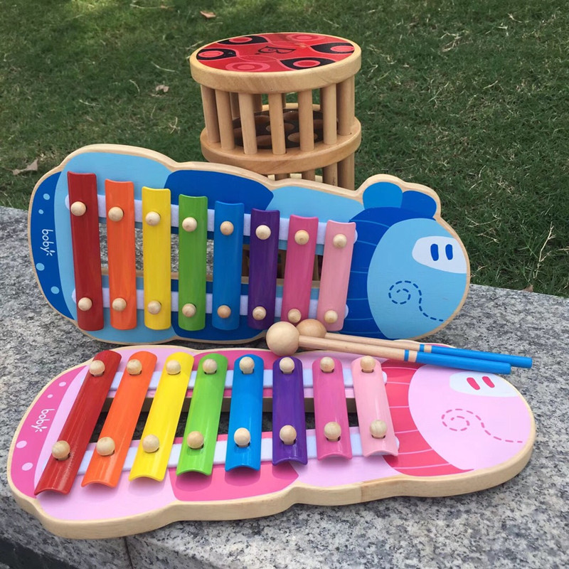 Boby children's early education hand knocking piano musical instrument puzzle October 1-3 years old baby hammer wooden musical instrument toy