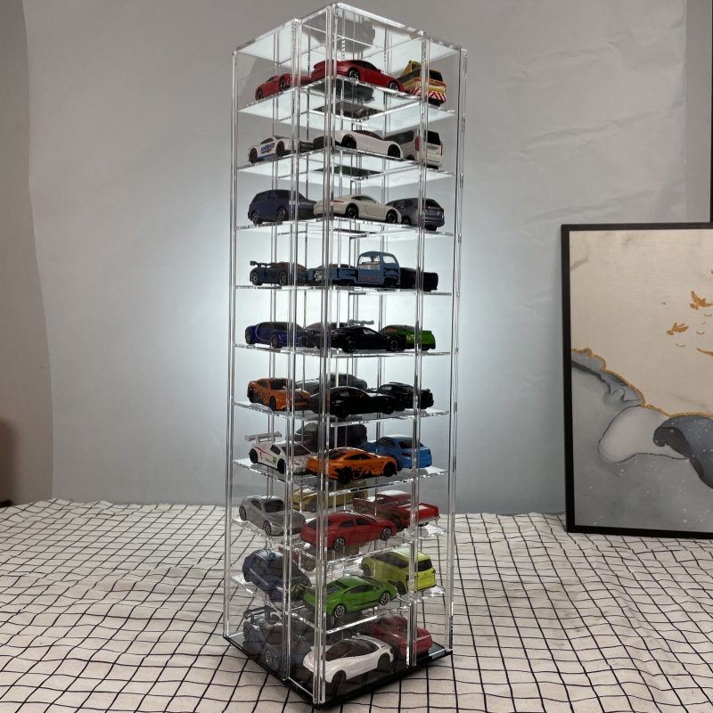 Chuyi Hot Wheels Car Model Display Stand, Rotatable Transparent Model Storage Rack, Display Cabinet for Tomica Toy Cars