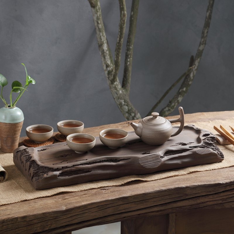 Yixing handmade purple sand lotus leaf kung fu tea tray water storage dry tea table section mud square tea tray ceramic tea sea