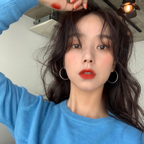 Sweet cool girl~basic ear ring simple cold wind stud earrings Wild earrings Geometric ring ear clip no pierced ears for women