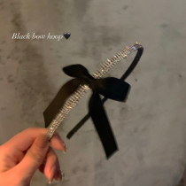 Instant Heartbeat Black Bow Rhinestone Hairband Advanced Sense Exquisite Hairwear Headband Women 2021 New Headwear