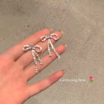 Light luxury bow stud earrings female earrings without ear clip 2021 New Tide advanced sense exquisite unique earrings