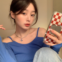 Yang surpassed the same pearl chain stitching design sense neck chain butterfly pendant necklace female niche sweet cool choker