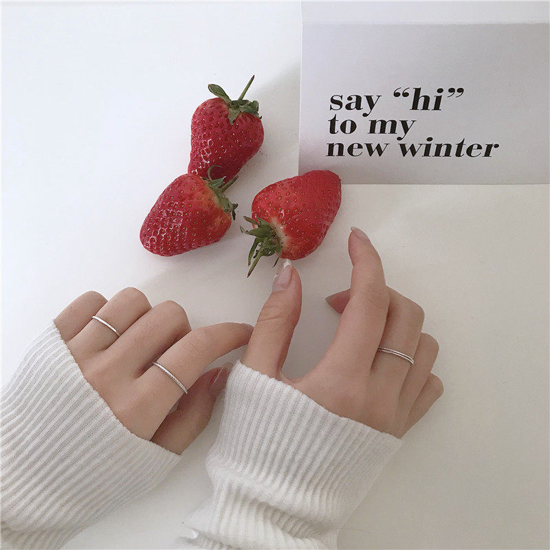 ins wind fine aperture four-piece combination ring female Korean simple and wild joint ring tail ring ring J104