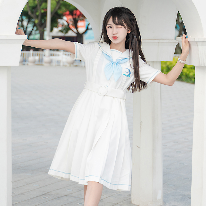 White DressKara Story of things 【 Whale falls 】 midsummer Suit original Dress JK uniform skirt solar system School supply sense summer female