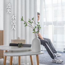 Light-transmitting hemp yarn shading thickened balcony gauze solid color white gauze shading bay window Xian door-to-door installation