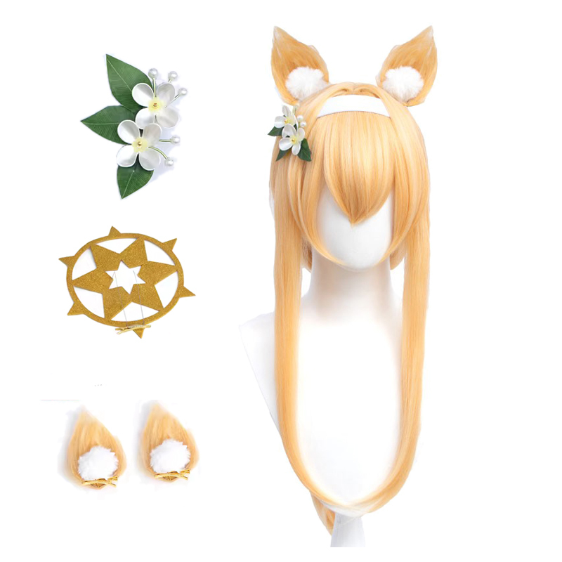 『Manhe』Blue Archive Yiluo Mary Cosplay Wig Hair Accessories Animal Ears Headwear Halo Props