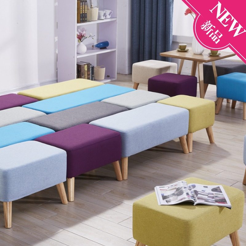 Shoe changing stool home entrance shoe stool simple modern Nordic style Korean solid wood cloakroom fabric shoe stool