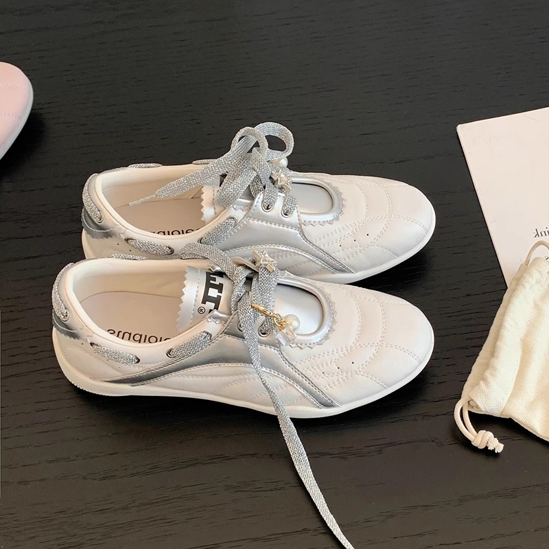 4cm Height Increase ~ Genuine Leather Thick-Soled Ballet Training Shoes for Women 2026 Spring New Hiking Sneakers Jogging Shoes