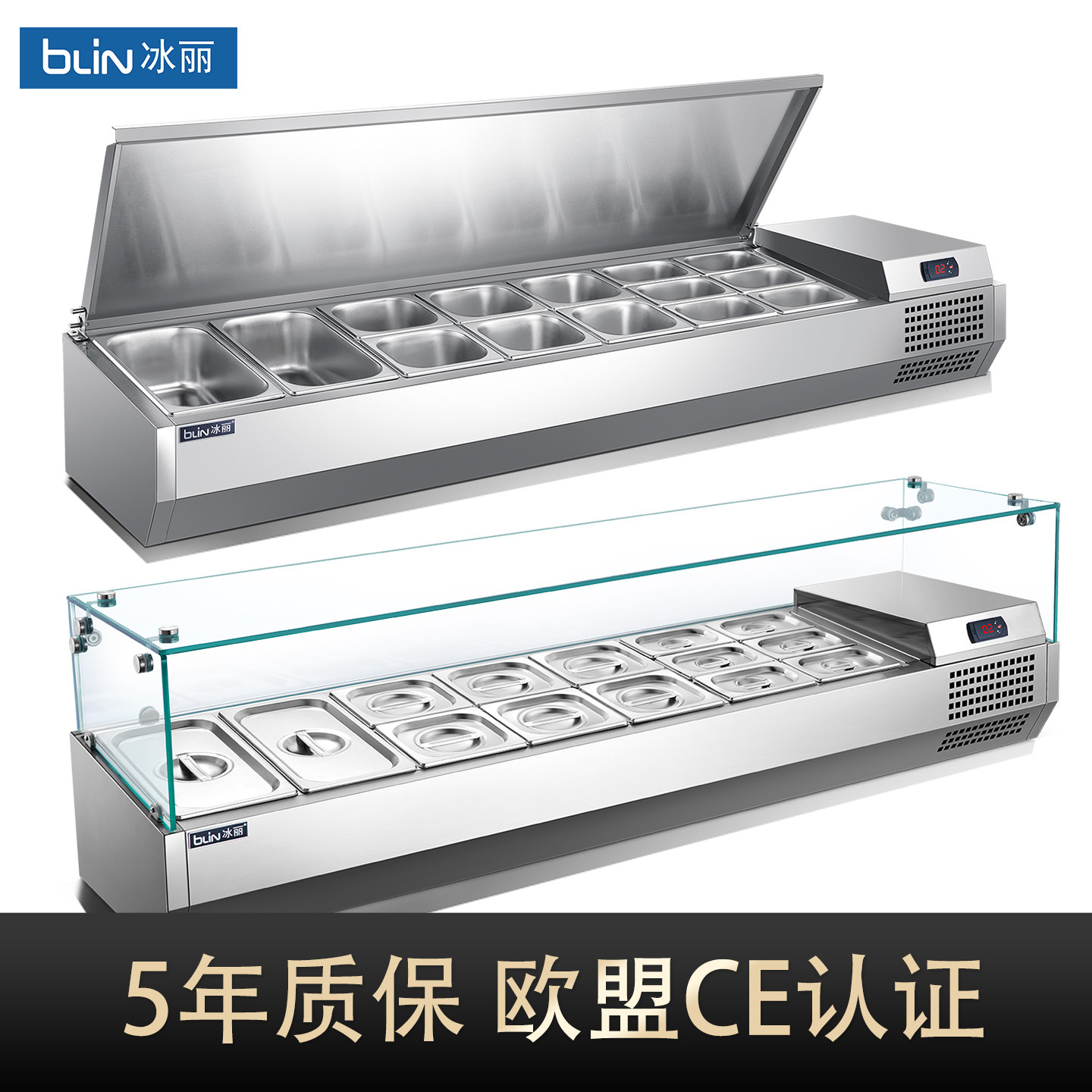 Commercial Refrigerated Display Counter, Fresh-Keeping Display Counter, Salad Bar, Small Pizza Preparation and Topping Counter, Dessert Ordering Counter, Cold Storage Cabinet