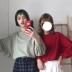 Áo blouse nữ 2018 mới phiên bản Hàn Quốc sang trọng mùa thu đáy áo sơ mi lười biếng quần lửng dài tay áo thun học sinh