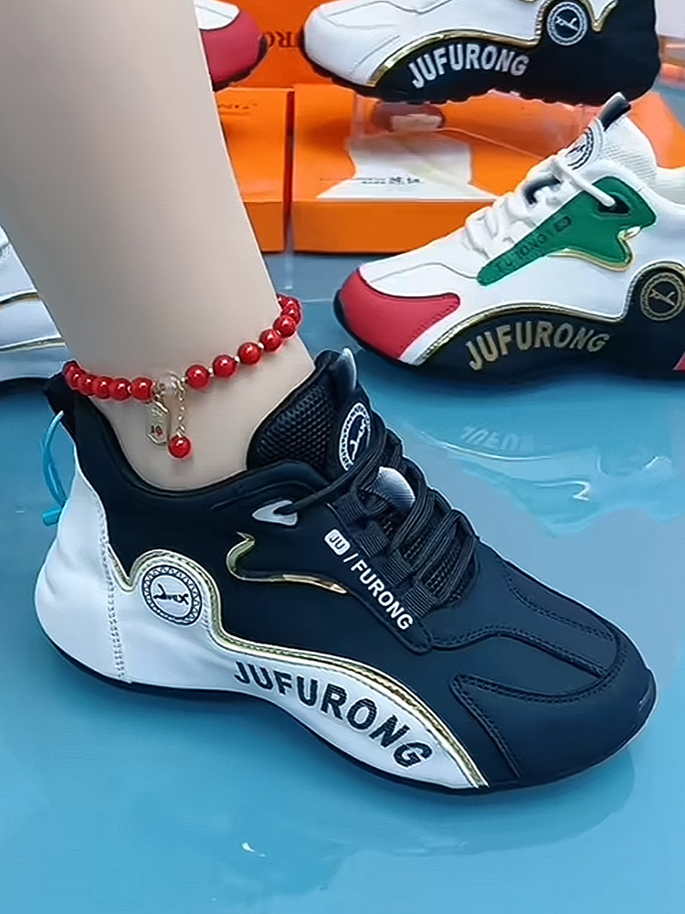 New Autumn and Winter Genuine Leather Versatile Fashion Casual Shoes with Plush Lining for Warmth, Dad Shoes, Non-Slip, Wear-Resistant, Trendy White Sneakers