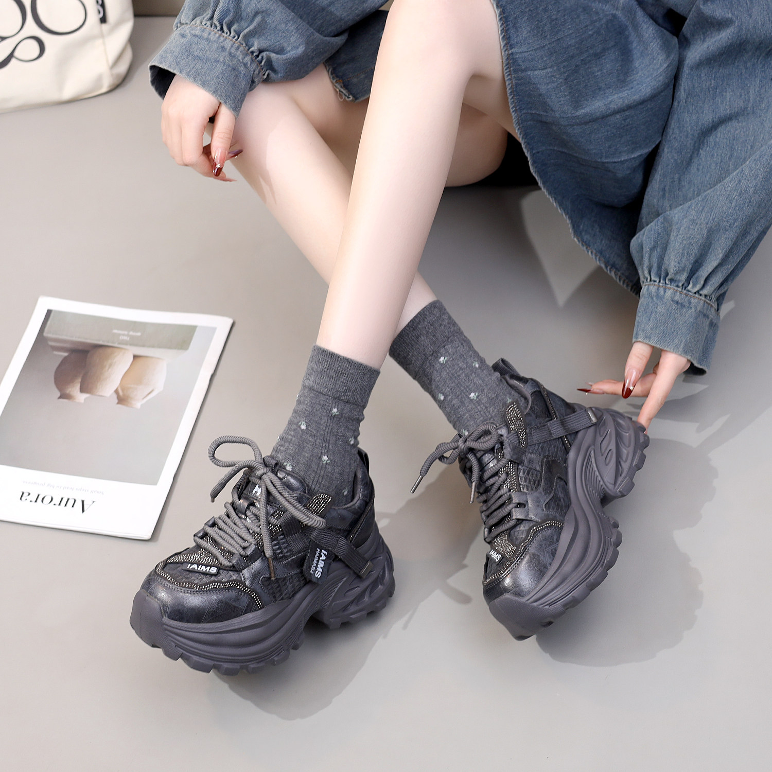 Genuine Leather Thick-Soled Height-Increasing Dad Shoes for Women, 2026 Spring and Autumn New Fashion Comfortable Versatile Commuter Casual Sneakers