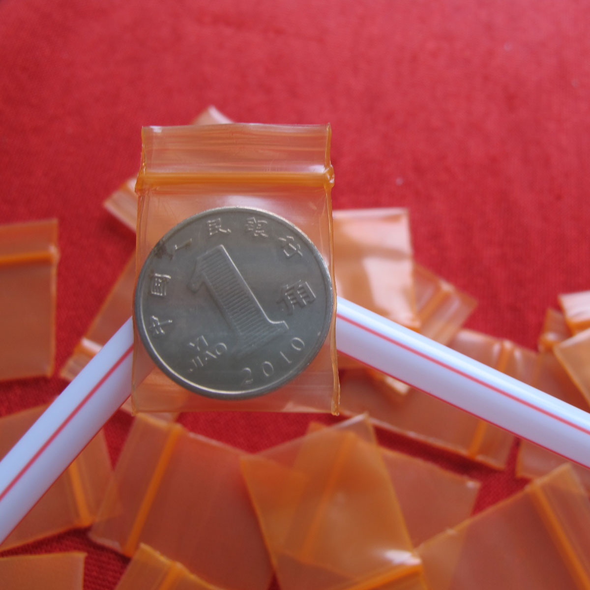 2*2 8cm*20 wire thicker self-sealed bag orange plastic packaging bag sealed pocket 100