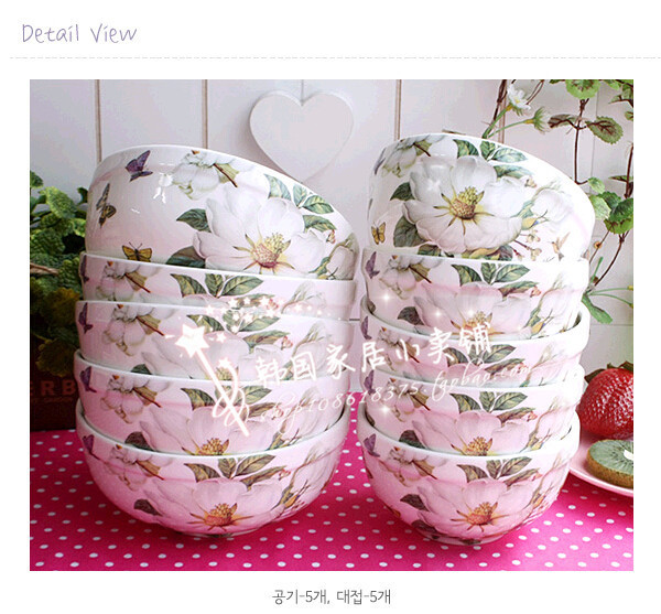 Korean Imported White Magnolia Flower Rice Bowl, Small Bowl, Soup Bowl, Small, Medium, Large Size, Bone Powder, Bone China, Porcelain, Ceramic Tableware Set