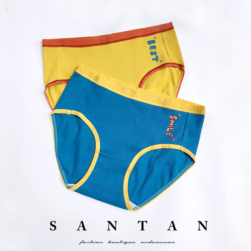 Day series Coloured thread Cotton Cotton Pure Cotton Lady Sports Wind American Retro Alphabet Cute Student Triangle Briefs